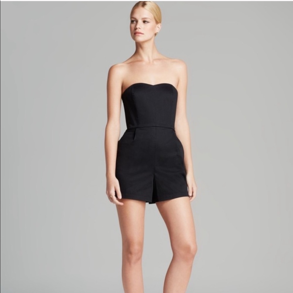 Alice and Olivia black mini romper with mesh 8